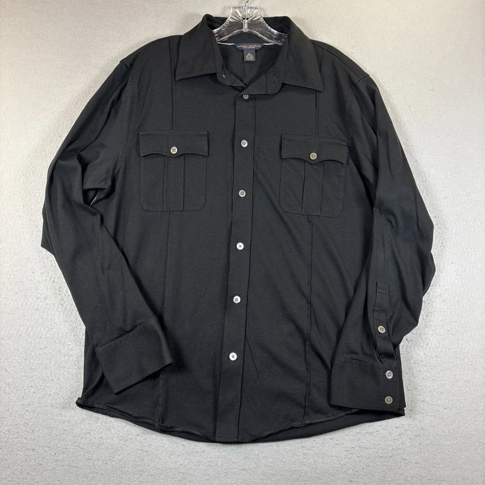 Banana Republic Men Pima Cotton Long Sleeve Button-Down Shirt Black Size XL